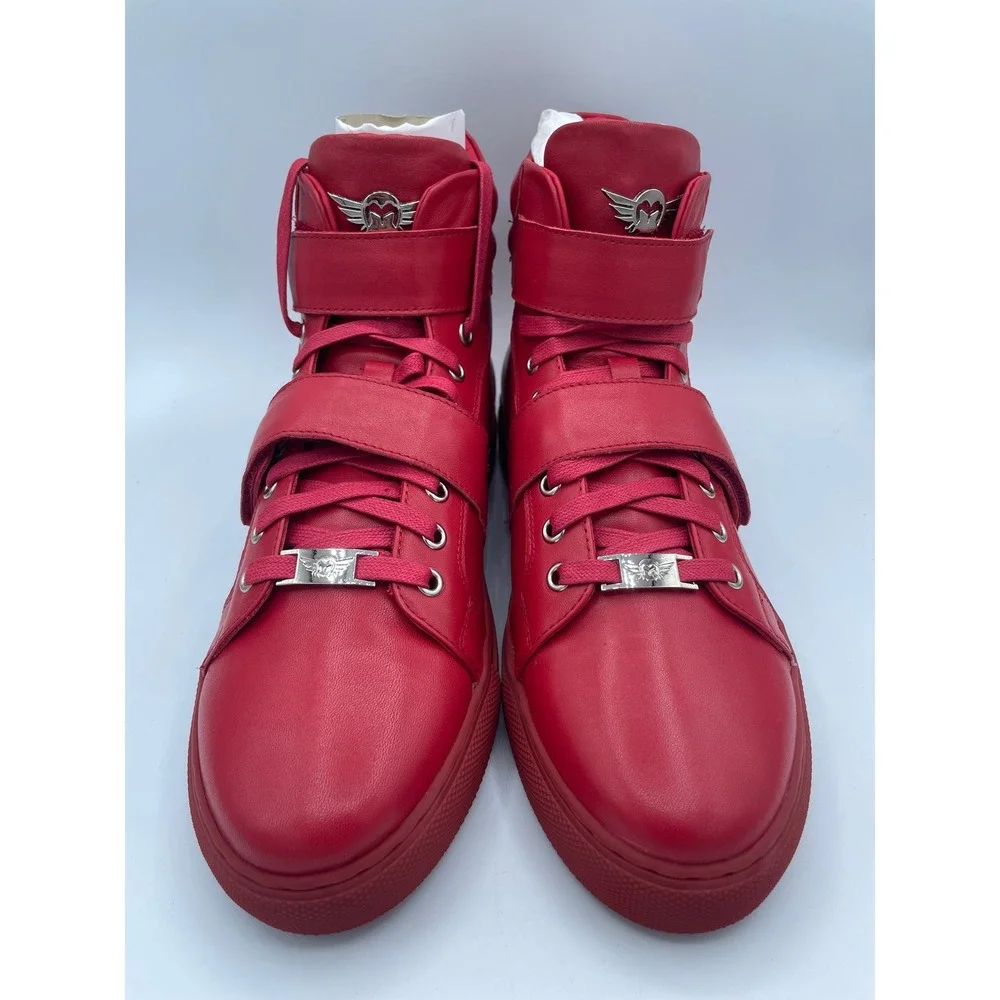 Ferrari Massari High Hustler Red Leather High Top Sneakers Mens Size 8.5 NEW